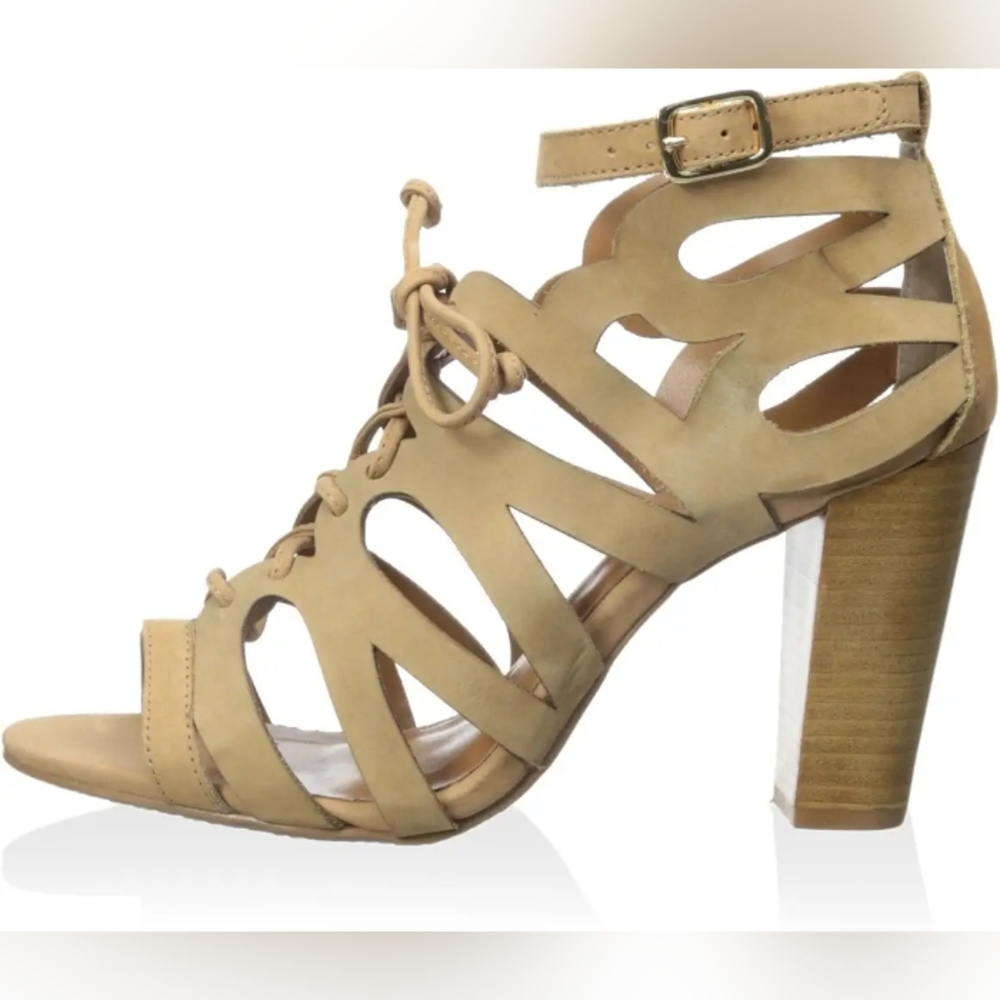 Klub Nico "Taurus" Nude Stacked Heel Sandals, Size 10 - Picture 4 of 6